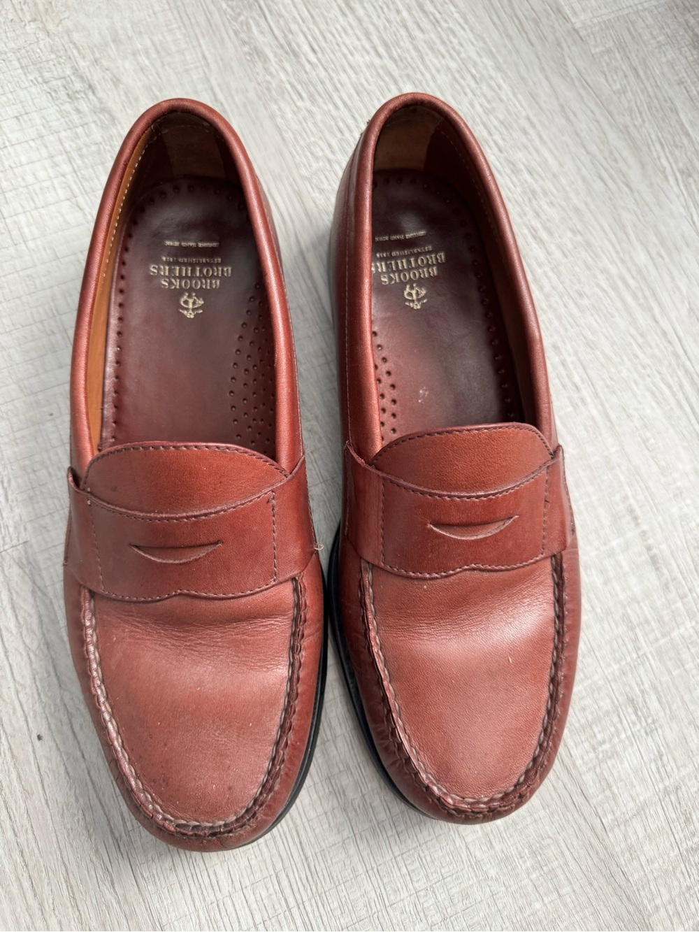 Brooks Brothers Men's Rust Brown Leather Penny Loafers